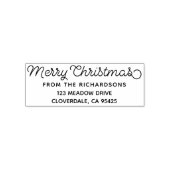 Merry Christmas Script Familienaam Retouradres Zelfinktende Stempel (Design)