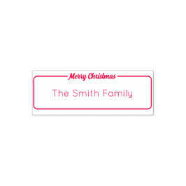 Merry Christmas Script Familienaam Tekst Sjabloon Zelfinktende Stempel