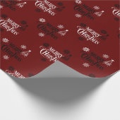 Merry Christmas  Script Font Red Pattern Cadeaupapier (Hoek)