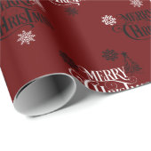 Merry Christmas  Script Font Red Pattern Cadeaupapier (Rol Hoek)