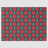 Merry Christmas Script Green and Red Checkerboard Tissuepapier (Voorkant)