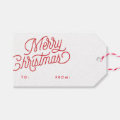 Merry Christmas Script Holiday Gift Label Cadeaulabel (Voorkant (Horizontaal))