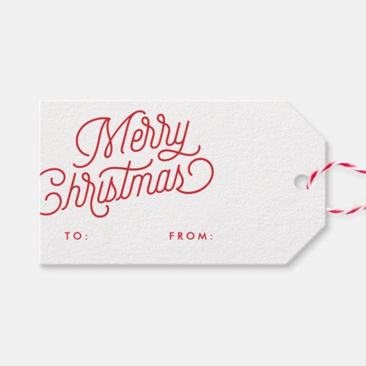 Merry Christmas Script Holiday Gift Label Cadeaulabel (Voorkant (Horizontaal))