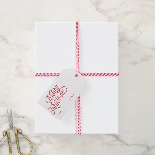Merry Christmas Script Holiday Gift Label Cadeaulabel (Met Touw)