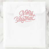 Merry Christmas Script Holiday Sticker Label (Tas)