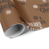 Merry Christmas  Script lettertype Coffee Brown Cadeaupapier (Rol Hoek)