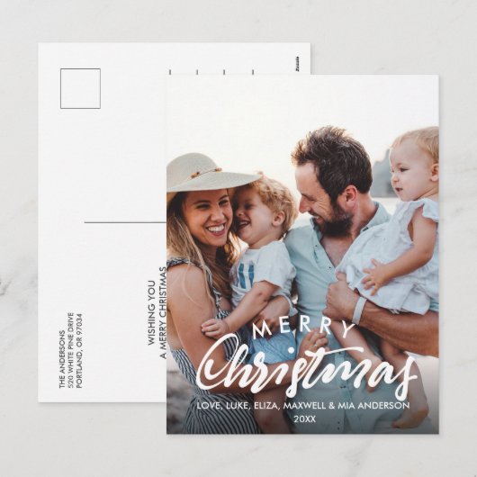 MERRY CHRISTMAS Script Persoonlijke foto Feestdagenkaart (Voorkant / Achterkant)