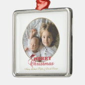Merry Christmas Script Photo Monogram Metalen Ornament (Links)