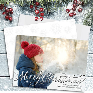 Merry Christmas Script Photo Template Feestdagenkaart