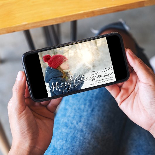 Merry Christmas Script Photo Template Feestdagenkaart