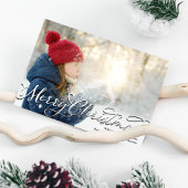 Merry Christmas Script Photo Template Feestdagenkaart