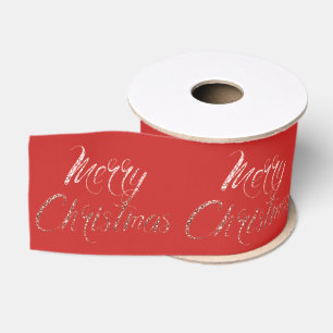 Merry Christmas Script Red Joy Pink Rose Gold Grosgrain Lint