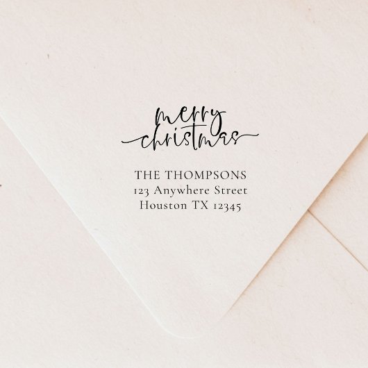 Merry Christmas Script Retournaam en adres Zelfinktende Stempel