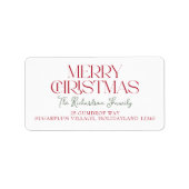 Merry Christmas Script Return Address Etiket (Voorkant)