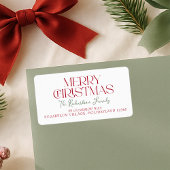 Merry Christmas Script Return Address Etiket