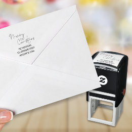 Merry Christmas Script Return Naam Adres Zelfinktende Stempel