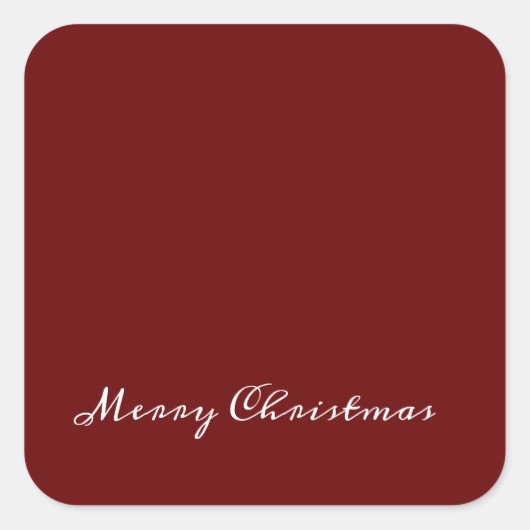 Merry Christmas Script Rood Eenvoudig Modern Vierkante Sticker (Voorkant)