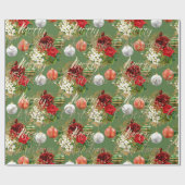 Merry Christmas Script Roos Gold Classic Rood Groe Cadeaupapier (Vlak)