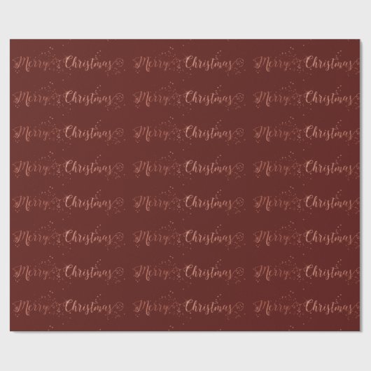Merry Christmas Script Roos Goud Bourgondië Maroon Cadeaupapier (Vlak)