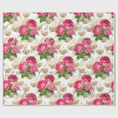 Merry Christmas Script Rozen Goud Roze Wit Groen Cadeaupapier (Vlak)