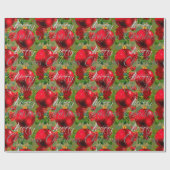 Merry Christmas Script Rozen Red Mint Groen Goud Cadeaupapier (Vlak)