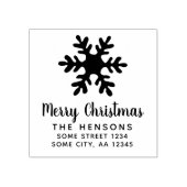Merry Christmas Script Snowflake Family Address Rubberstempel (Afrduk)