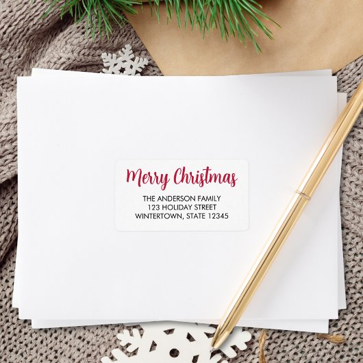 Merry Christmas Script Typography Retouradres Etiket