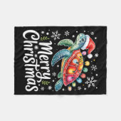 Merry Christmas Sea Turtle Christmas Lights Santa Fleece Deken (Voorkant (Horizontaal))