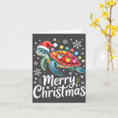 Merry Christmas Sea Turtle Christmas Lights Santa  Kaart (Gele Bloem)