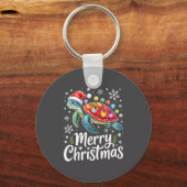 Merry Christmas Sea Turtle Christmas Lights Santa  Sleutelhanger (Voorkant)