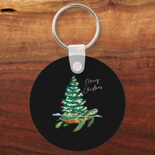 Merry Christmas Sea Turtle Xmas Tree Lights Pjs Me Sleutelhanger (Voorkant)