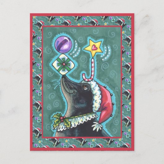 MERRY CHRISTMAS SEAL BALANCING GIFTS, CANDY CANE BRIEFKAART (Voorkant)