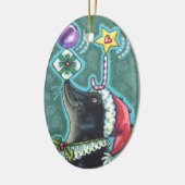 MERRY CHRISTMAS SEAL BALANCING GIFTS & CANDY CANE KERAMISCH ORNAMENT (Links)