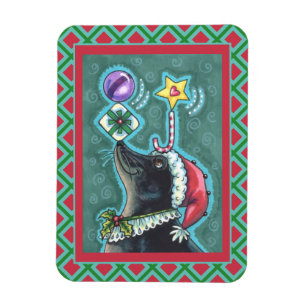 MERRY CHRISTMAS SEAL BALANCING GIFTS, CANDY CANE MAGNEET