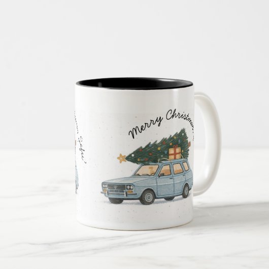Merry Christmas Șefu’ Dacia 1300 Romanian Holiday Tweekleurige Koffiemok (Voorkant rechts)
