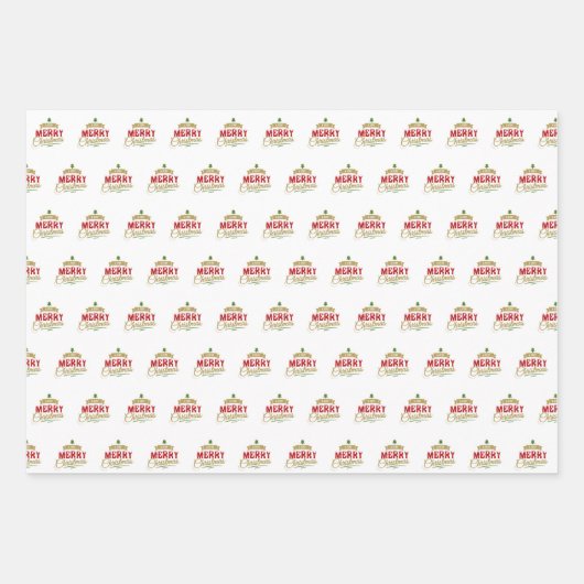 Merry Christmas Set van drie inpakpapier vellen (Voorkant)