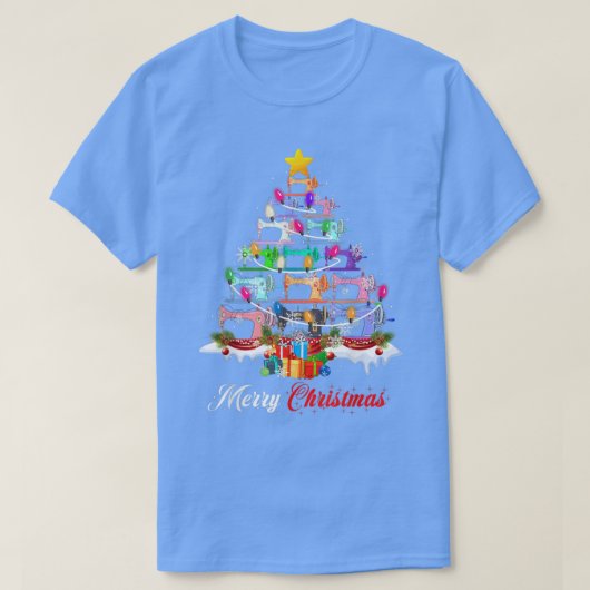 Merry Christmas Sewing Machines Xmas Tree Lights Q T-shirt (Design voorkant)