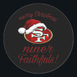 Merry Christmas SF 49 Niner Faithfuls Ronde Sticker<br><div class="desc">Merry Christmas SF 49 Niner Faithfuls</div>