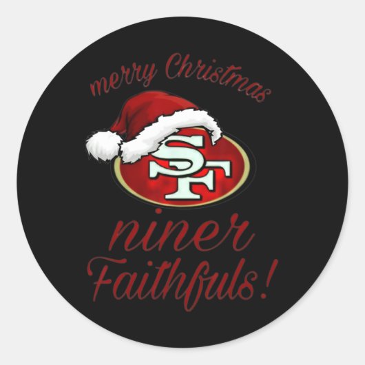 Merry Christmas SF 49 Niner Faithfuls Ronde Sticker (Voorkant)