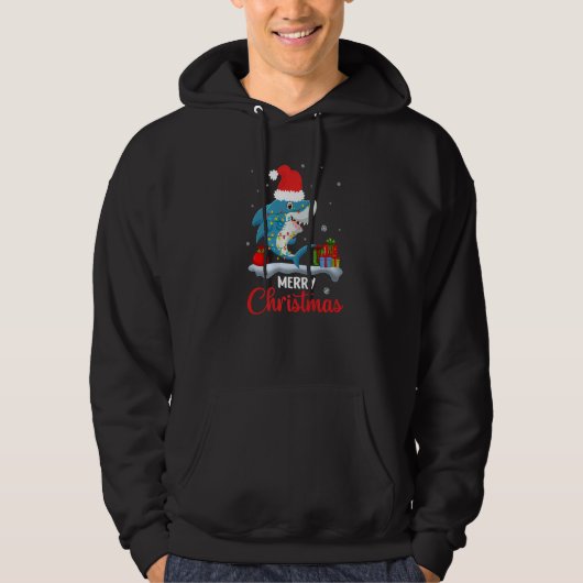 Merry Christmas Shark Santa  Quote Hoodie (Voorkant)