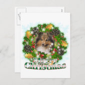 Merry Christmas Sheltie Feestdagenkaart (Voorkant / Achterkant)