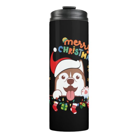 Merry Christmas Shelties Magnet Thermosbeker (Voorkant)