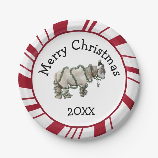 Merry Christmas Shetland Pony Plates Papieren Bordje (Voorkant)