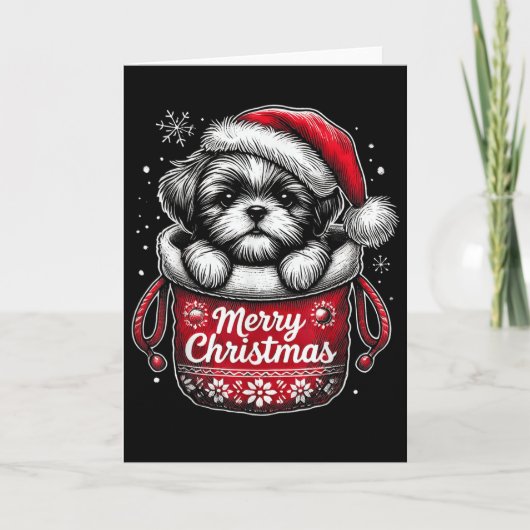 Merry Christmas Shih Tzu Graphic Tee  Kaart (Voorkant)