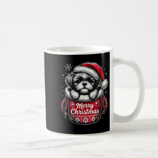 Merry Christmas Shih Tzu Graphic Tee  Koffiemok (Rechts)