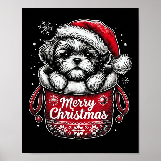 Merry Christmas Shih Tzu Graphic Tee  Poster (Voorkant)