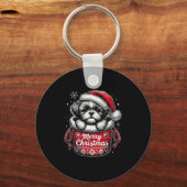 Merry Christmas Shih Tzu Graphic Tee Sleutelhanger (Voorkant)