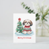 Merry Christmas Shih Tzu Santa Dog Feestdagenkaart (Staand voorkant)