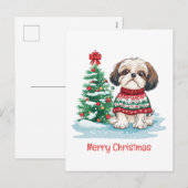 Merry Christmas Shih Tzu Santa Dog Feestdagenkaart (Voorkant / Achterkant)