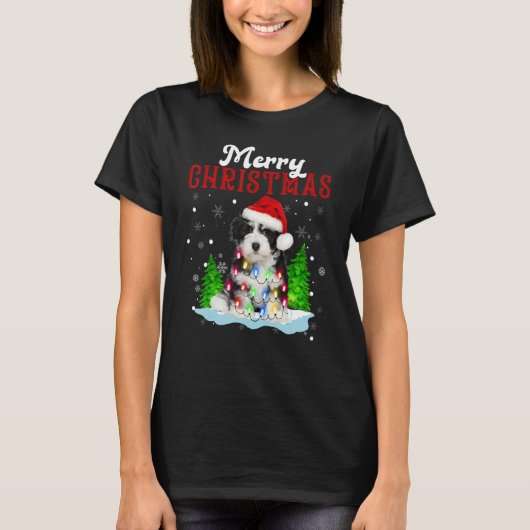 Merry Christmas Shih Tzu Tree Lights Shih Tzu Chri T-shirt (Voorkant)